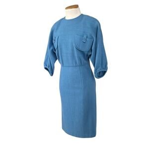 Vintage 50s Parienne Tokyo Ribbed Mid Century Day Dress Size 7